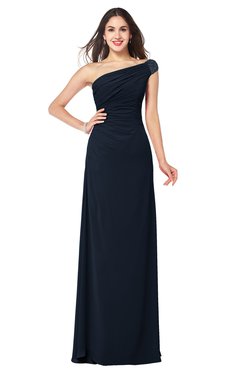 ColsBM Molly Navy Blue Plain A-line Sleeveless Half Backless Floor Length Plus Size Bridesmaid Dresses