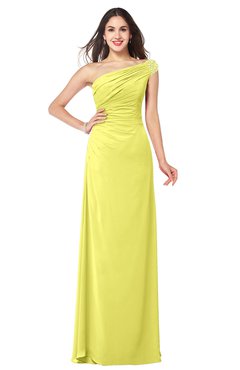 ColsBM Molly Pale Yellow Plain A-line Sleeveless Half Backless Floor Length Plus Size Bridesmaid Dresses