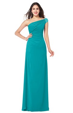 ColsBM Molly Peacock Blue Plain A-line Sleeveless Half Backless Floor Length Plus Size Bridesmaid Dresses