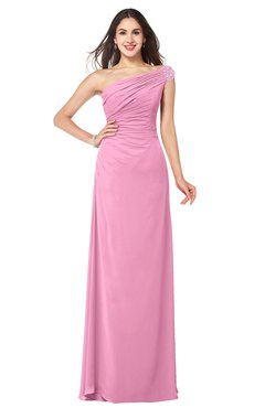 ColsBM Molly Pink Plain A-line Sleeveless Half Backless Floor Length Plus Size Bridesmaid Dresses