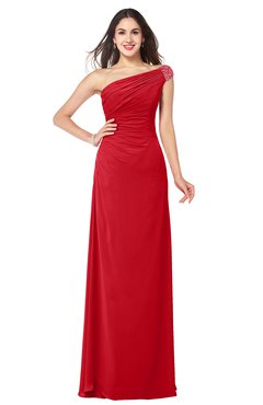 ColsBM Molly Red Plain A-line Sleeveless Half Backless Floor Length Plus Size Bridesmaid Dresses
