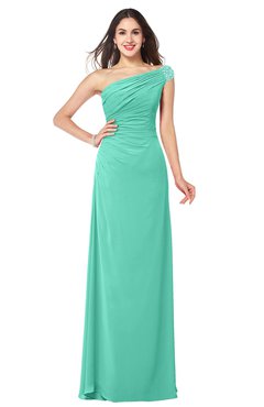 ColsBM Molly Seafoam Green Plain A-line Sleeveless Half Backless Floor Length Plus Size Bridesmaid Dresses