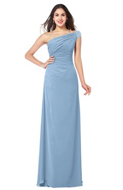 ColsBM Molly Sky Blue Plain A-line Sleeveless Half Backless Floor Length Plus Size Bridesmaid Dresses