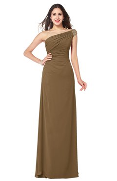 ColsBM Molly Truffle Plain A-line Sleeveless Half Backless Floor Length Plus Size Bridesmaid Dresses