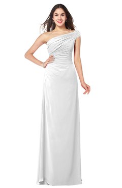 ColsBM Molly White Plain A-line Sleeveless Half Backless Floor Length Plus Size Bridesmaid Dresses