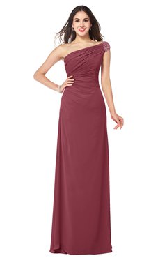 ColsBM Molly Wine Plain A-line Sleeveless Half Backless Floor Length Plus Size Bridesmaid Dresses