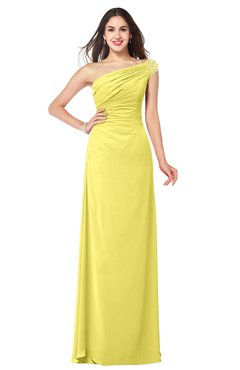 ColsBM Molly Yellow Iris Plain A-line Sleeveless Half Backless Floor Length Plus Size Bridesmaid Dresses