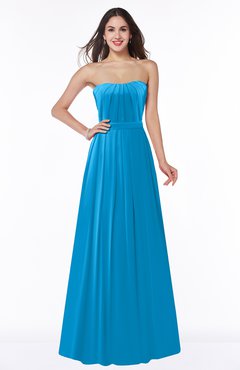 ColsBM Georgia Cornflower Blue Classic A-line Strapless Sleeveless Chiffon Plus Size Bridesmaid Dresses