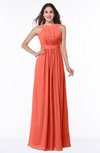 ColsBM Alicia Living Coral Glamorous A-line Thick Straps Sleeveless Chiffon Sash Plus Size Bridesmaid Dresses