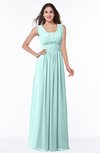 ColsBM Patricia Blue Glass Plain Zipper Chiffon Floor Length Ruching Plus Size Bridesmaid Dresses