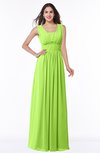 ColsBM Patricia Bright Green Plain Zipper Chiffon Floor Length Ruching Plus Size Bridesmaid Dresses