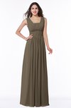 ColsBM Patricia Carafe Brown Plain Zipper Chiffon Floor Length Ruching Plus Size Bridesmaid Dresses