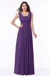 ColsBM Patricia Dark Purple Plain Zipper Chiffon Floor Length Ruching Plus Size Bridesmaid Dresses