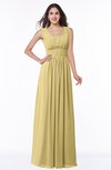 ColsBM Patricia Gold Plain Zipper Chiffon Floor Length Ruching Plus Size Bridesmaid Dresses
