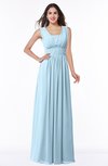 ColsBM Patricia Ice Blue Plain Zipper Chiffon Floor Length Ruching Plus Size Bridesmaid Dresses