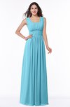 ColsBM Patricia Light Blue Plain Zipper Chiffon Floor Length Ruching Plus Size Bridesmaid Dresses