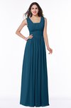 ColsBM Patricia Moroccan Blue Plain Zipper Chiffon Floor Length Ruching Plus Size Bridesmaid Dresses