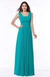 ColsBM Patricia Peacock Blue Plain Zipper Chiffon Floor Length Ruching Plus Size Bridesmaid Dresses