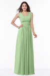 ColsBM Patricia Sage Green Plain Zipper Chiffon Floor Length Ruching Plus Size Bridesmaid Dresses