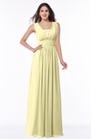 ColsBM Patricia Soft Yellow Plain Zipper Chiffon Floor Length Ruching Plus Size Bridesmaid Dresses