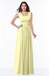 ColsBM Patricia Wax Yellow Plain Zipper Chiffon Floor Length Ruching Plus Size Bridesmaid Dresses