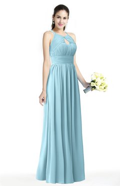 ColsBM Cherish Aqua Traditional A-line Jewel Sleeveless Zipper Sash Bridesmaid Dresses