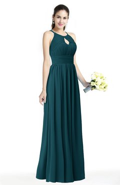 ColsBM Cherish Blue Green Traditional A-line Jewel Sleeveless Zipper Sash Bridesmaid Dresses