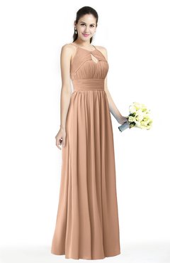 ColsBM Cherish Burnt Orange Traditional A-line Jewel Sleeveless Zipper Sash Bridesmaid Dresses