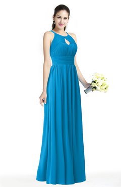 ColsBM Cherish Cornflower Blue Traditional A-line Jewel Sleeveless Zipper Sash Bridesmaid Dresses