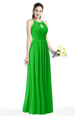 ColsBM Cherish Jasmine Green Traditional A-line Jewel Sleeveless Zipper Sash Bridesmaid Dresses