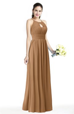 ColsBM Cherish Light Brown Traditional A-line Jewel Sleeveless Zipper Sash Bridesmaid Dresses