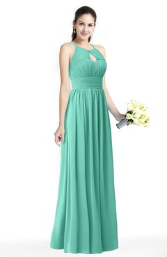 ColsBM Cherish Mint Green Traditional A-line Jewel Sleeveless Zipper Sash Bridesmaid Dresses