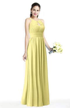 ColsBM Cherish Pastel Yellow Traditional A-line Jewel Sleeveless Zipper Sash Bridesmaid Dresses