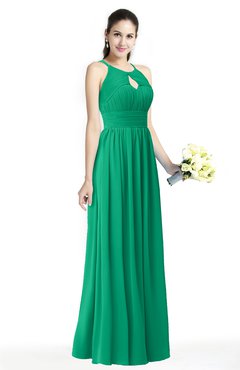 ColsBM Cherish Pepper Green Traditional A-line Jewel Sleeveless Zipper Sash Bridesmaid Dresses
