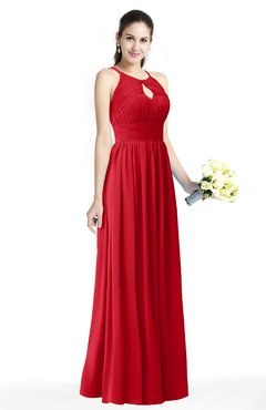 ColsBM Cherish Red Traditional A-line Jewel Sleeveless Zipper Sash Bridesmaid Dresses