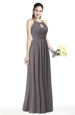 ColsBM Cherish Ridge Grey Traditional A-line Jewel Sleeveless Zipper Sash Bridesmaid Dresses