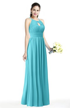 ColsBM Cherish Turquoise Traditional A-line Jewel Sleeveless Zipper Sash Bridesmaid Dresses