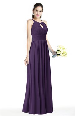 ColsBM Cherish Violet Traditional A-line Jewel Sleeveless Zipper Sash Bridesmaid Dresses