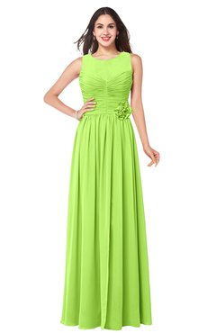 ColsBM Carla Bright Green Romantic Jewel Zipper Chiffon Pleated Plus Size Bridesmaid Dresses