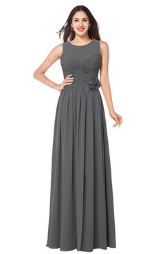 ColsBM Carla Grey Romantic Jewel Zipper Chiffon Pleated Plus Size Bridesmaid Dresses