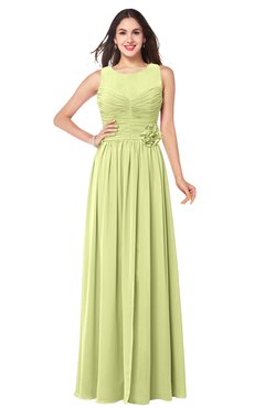 ColsBM Carla Lime Green Romantic Jewel Zipper Chiffon Pleated Plus Size Bridesmaid Dresses