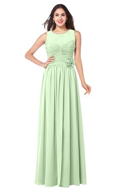 ColsBM Carla Pale Green Romantic Jewel Zipper Chiffon Pleated Plus Size Bridesmaid Dresses