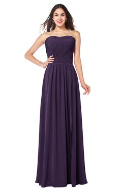 ColsBM Giuliana Blackberry Cordial Mature A-line Sleeveless Half Backless Floor Length Ruching Plus Size Bridesmaid Dresses