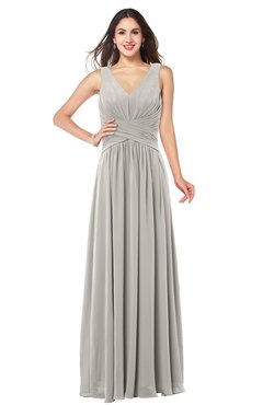 ColsBM Lucia Ashes Of Roses Sexy A-line V-neck Zipper Floor Length Ruching Plus Size Bridesmaid Dresses