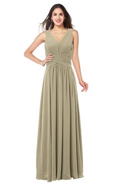 ColsBM Lucia Candied Ginger Sexy A-line V-neck Zipper Floor Length Ruching Plus Size Bridesmaid Dresses