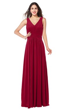 ColsBM Lucia Scooter Sexy A-line V-neck Zipper Floor Length Ruching Plus Size Bridesmaid Dresses