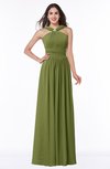 ColsBM Marie Olive Green Plain A-line Jewel Sleeveless Chiffon Bridesmaid Dresses