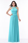 ColsBM Marie Turquoise Plain A-line Jewel Sleeveless Chiffon Bridesmaid Dresses