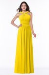 ColsBM Marie Yellow Plain A-line Jewel Sleeveless Chiffon Bridesmaid Dresses