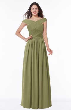 ColsBM Wendy Cedar Classic A-line Off-the-Shoulder Sleeveless Zip up Floor Length Plus Size Bridesmaid Dresses